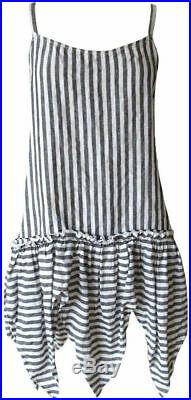 Krista Larson Black & White Striped Linen Short Vintage Slip (NWT $428 retail)