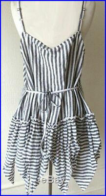 Krista Larson Black & White Striped Linen Short Vintage Slip (NWT $428 retail)