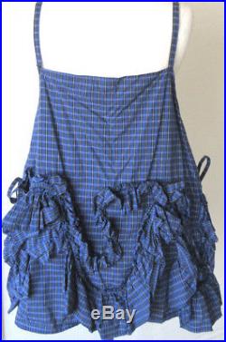 Krista Larson Blue Plaid Cotton Petticoat Cami Short Slip Romantic Vintage Style