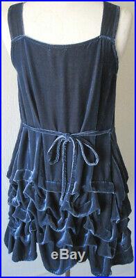 Krista Larson Blue Velvet Short Wavey Slip Vintage Romantic Style