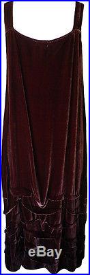 Krista Larson Chocolate Brown Velvet Long Wavey Slip Romantic Vintage Style