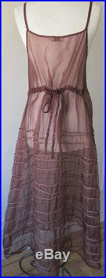 Krista Larson Cocoa Silk Organza LONG Spring Slip Romantic Vintage Style NWT