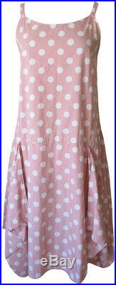 Krista Larson Peach/Pink Polka Dot Cotton Long Pinwheel Slip Vintage Style
