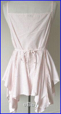 Krista Larson Pink Tiny Polka Dot Cotton Pinwheel Cami Short Slip Vintage Style