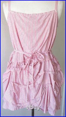 Krista Larson Poppy Pink & White Striped Cotton Cyclone Cami Slip Vintage Style