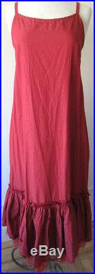 Krista Larson Red Cotton & Silk Long Underpinning Slip Romantic Vintage Style