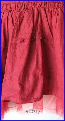 Krista Larson Red Cotton & Silk Long Underpinning Slip Romantic Vintage Style