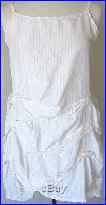 Krista Larson White Striped Silk Taffeta Cyclone Cami Slip Vintage Style