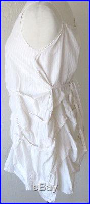 Krista Larson White Striped Silk Taffeta Cyclone Cami Slip Vintage Style