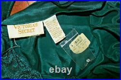 L Vintage VICTORIA'S SECRET SATIN SEQUINED SLIP MAXI LONG BRA DRESS GREEN