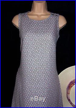Laura Ashley Vintage Lilac Roses Ditsy Linen Slip-on Maxi Pinafore Dress New 18