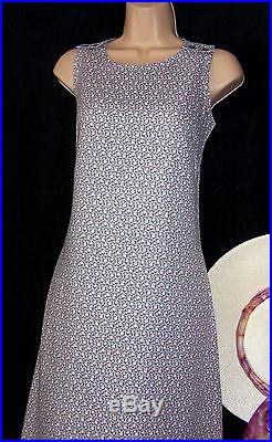 Laura Ashley Vintage Lilac Roses Ditsy Linen Slip-on Maxi Pinafore Dress New 18