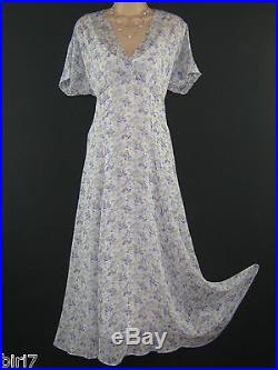 Laura Ashley Vintage Sapphire Floaty Summer / Tea Dress Incl Underdress Slip, 12