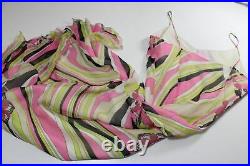 LIBRE Vintage Y2K Pink Swirl Floral Bias Cut PURE-SILK Slip Long Dress 12