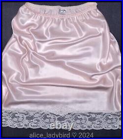 LUXE Vintage DIOR Liquid SATIN Half SLIP Skirt SHINY Glossy Floral LACE Pink M