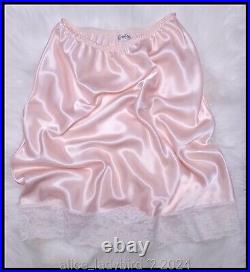 LUXE Vintage DIOR Liquid SATIN Half SLIP Skirt SHINY Glossy Floral LACE Pink M