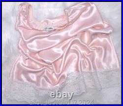 LUXE Vintage DIOR Liquid SATIN Half SLIP Skirt SHINY Glossy Floral LACE Pink M