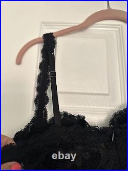 La Perla Black Label 4 black jacquard Lace Slip Dress Chemise size 38 US Italy