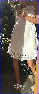 Lace Broderie Anglais Vintage 50s Dress Chemise 100% Cotton M 10-12 Slip Wedding