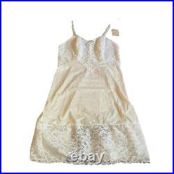 Lace Vanity Fair Ivory Nylon Tricot Half Length Slip Dress 36 ORIGINAL TAG VTG