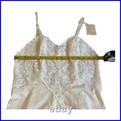 Lace Vanity Fair Ivory Nylon Tricot Half Length Slip Dress 36 ORIGINAL TAG VTG