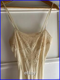 Lace Vintage 30s Dress Ivory Silk Slip Wedding Small Bias cut