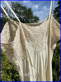 Lace Vintage 30s Dress Ivory Silk Slip Wedding Small Bias cut