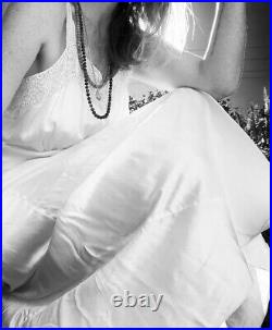 Lace Vintage 40s Dress Satin Rayon Slip Wedding Long Backless Maxi M L