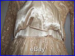 Ladies S Vintage Homemade Wedding Dress Fancy Floral Lace Netting Slip