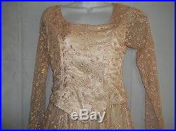 Ladies S Vintage Homemade Wedding Dress Fancy Floral Lace Netting Slip Mid evil