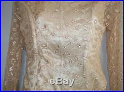 Ladies S Vintage Homemade Wedding Dress Fancy Floral Lace Netting Slip Midevil
