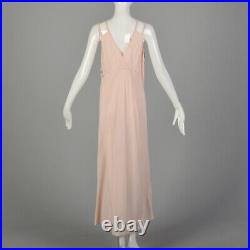 Large 1930s Pink Rayon Nightgown Fetish Lingerie Adam & Eve Fig Leaf Boudoir VTG