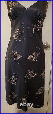 Laundry By Shelli Segal Sz 4 Silk Black Slip Dress Sequin Gilmore Girls Vintage
