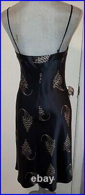 Laundry By Shelli Segal Sz 4 Silk Black Slip Dress Sequin Gilmore Girls Vintage
