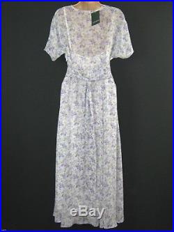 Laura Ashley Vintage Sapphire Floaty Summer / Tea Dress Incl Underdress Slip, 12