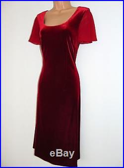 Laura Ashley vintage cherry-red velvet georgette sleeve slip-on style dress, M