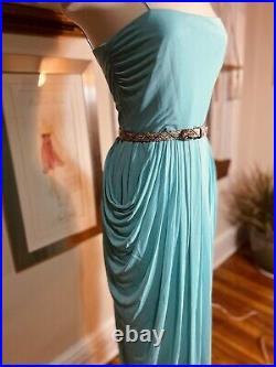 LillIe Rubin Vtg 60s Sleek Silk Grecian Goddess Slip Party Dress XS 32 USA Union