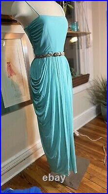 LillIe Rubin Vtg 60s Sleek Silk Grecian Goddess Slip Party Dress XS 32 USA Union