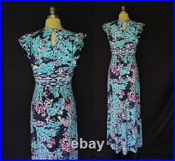 Lilly Pulitzer Mylea Maxi Dress High Tide Navy Coral Club Engineered ruffle XS