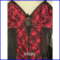 Lip Service Blacklist pin-up vintage lingerie red lace mesh slip dress Medium