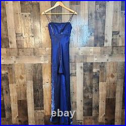 Long Black Midnight Blue Metallic Sparkle Vintage Gothic Elegant Maxi Dress Prom