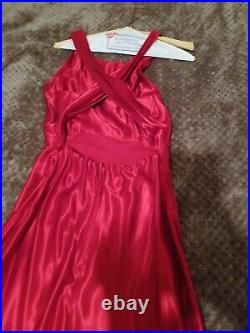 Long Red Satin Slip Dress Gown Criss Cross Straps Small Vintage RARE