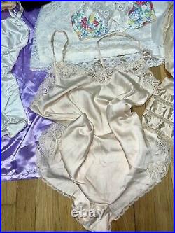 Lot Of 20 Vintage Slips Nightgowns Satin Nylon Lace Silky Lingerie Bra Panties
