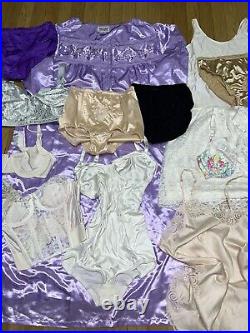 Lot Of 20 Vintage Slips Nightgowns Satin Nylon Lace Silky Lingerie Bra Panties