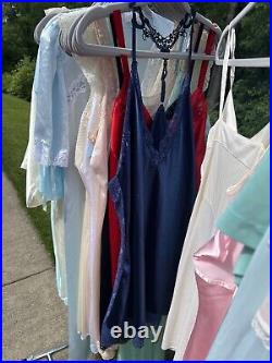 Lot Of 75 Vintage Full Slips Nightgowns Camisoles Nylon Lace Silky Lingerie