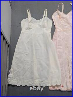 Lot of 3 Vintage 50's Taffeta Dress Slips SZ. M/L Pink Ivory Deadstock