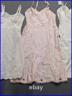 Lot of 3 Vintage 50's Taffeta Dress Slips SZ. M/L Pink Ivory Deadstock