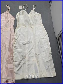 Lot of 3 Vintage 50's Taffeta Dress Slips SZ. M/L Pink Ivory Deadstock