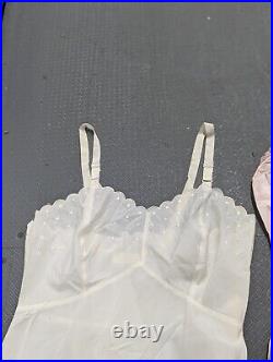 Lot of 3 Vintage 50's Taffeta Dress Slips SZ. M/L Pink Ivory Deadstock