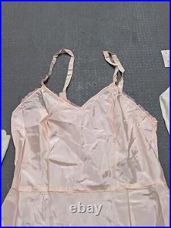 Lot of 3 Vintage 50's Taffeta Dress Slips SZ. M/L Pink Ivory Deadstock